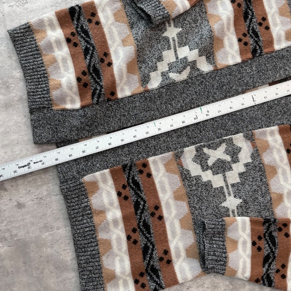 Vintage cardigan western sweater aztec print bohemian lagenlook open sweater M - Picture 4 of 4